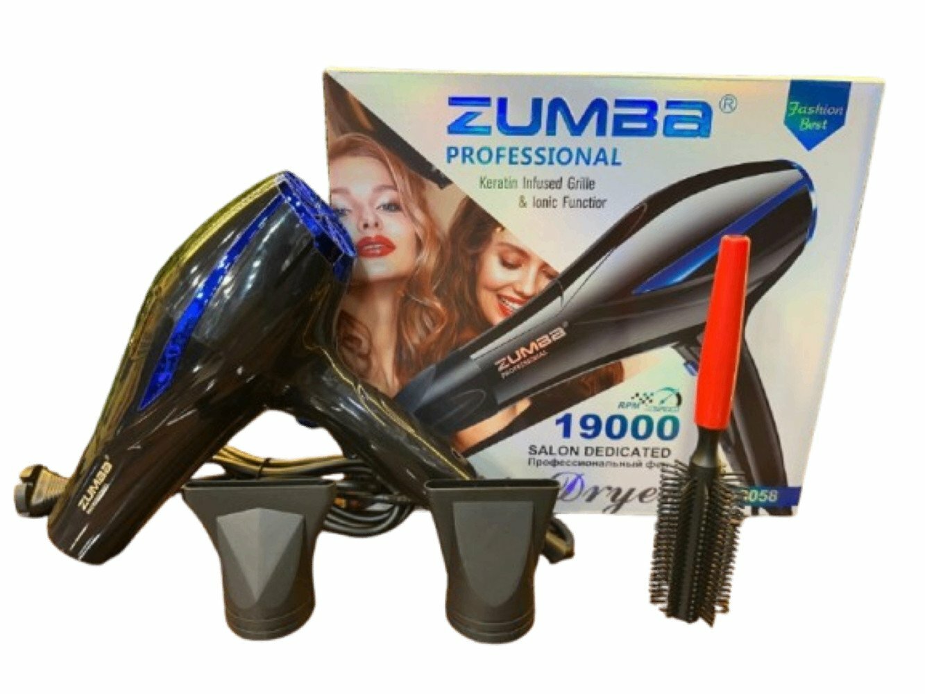 Фен профессиональный ZUMBA ZM-3058, для сушки и укладки, с ионизацией