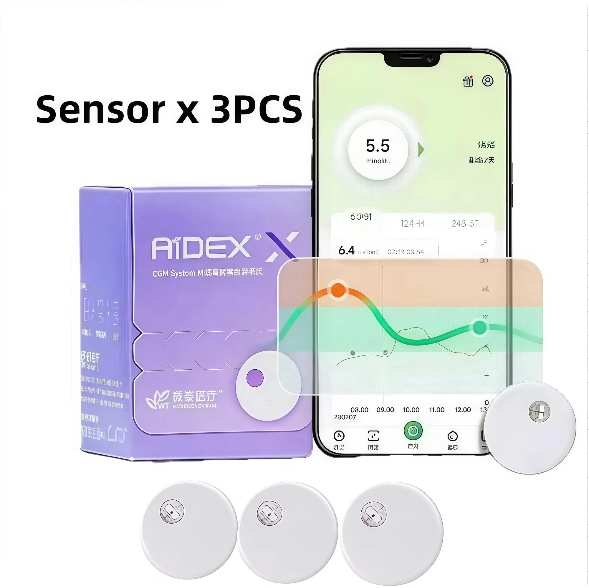 Aidex CGMS Sensor x 3PCS