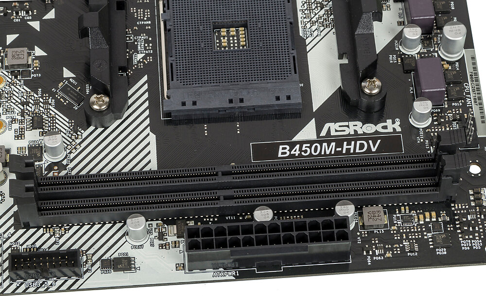 Материнская плата Asrock B450M-HDV R4.0 Soc-AM4 AMD B450 2xDDR4 mATX AC`97 8ch(7.1) GbLAN RAID+VGA+D