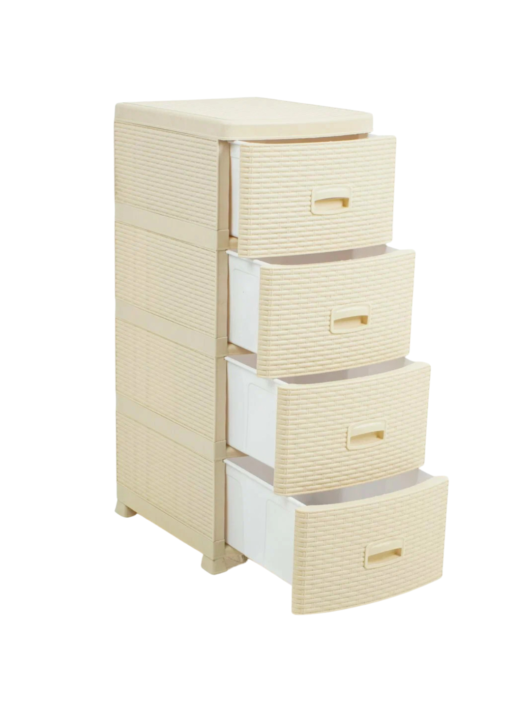 Комод пластиковый, текстура под ротанг, для хранения одежды и аксессуаров, 4 ящика