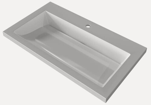 Изображение товара Мебельная раковина Stella Polar Луиза 70 накладная, из искусственного мрамора, белая, глянцевая, раковина для ванной, прямоугольная, со скрытым сливом