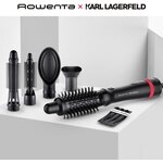 Фен щетка для волос Rowenta Karl Lagerfeld Express Style CF635LF0, черный, 5 насадок, покрытие Keratin & Glow, вращающийся шнур - изображение