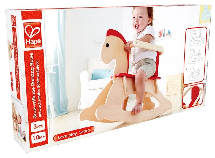 Качалка Hape Rock and Ride Horse (E0100), бежевый/красный - фото №6
