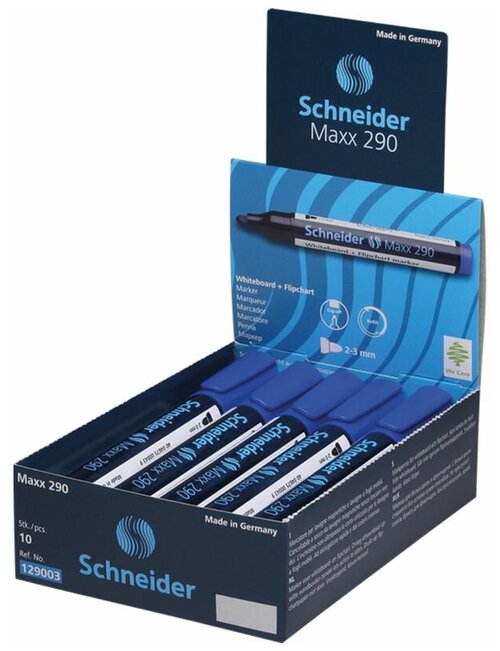 Schneider Набор синих маркеров для белой доски и флипчарта Maxx 290 (129003), 10 шт., синий