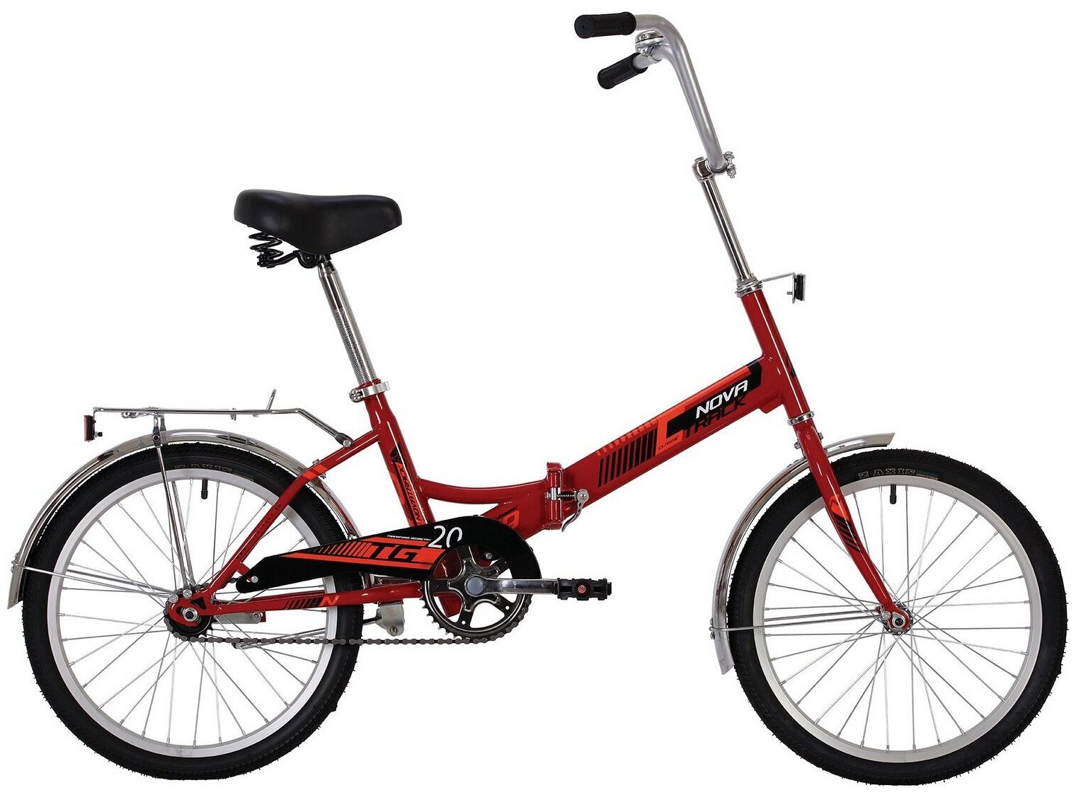 Велосипед NOVATRACK 20" складной 2020 , TG20, красный, тормоз нож, AL обода, багажник