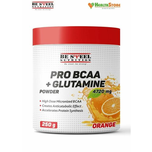 BCAA+Глютамин Be Steel Nutrition Pro BCAA+Glutamine 250г (апельсин)