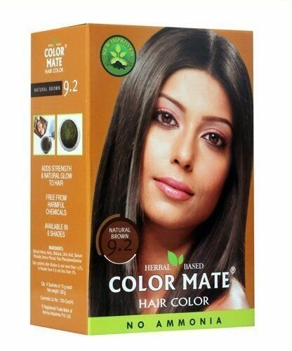 Натуральная краска для волос на основе хны Color Mate (Колор Мате), без аммиака, Натуральный коричневый (9.2), 75 г.