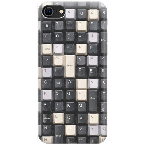 фото Re:pa накладка transparent для apple iphone 7 / 8 / se (2020) с принтом "черно-белые клавиши"