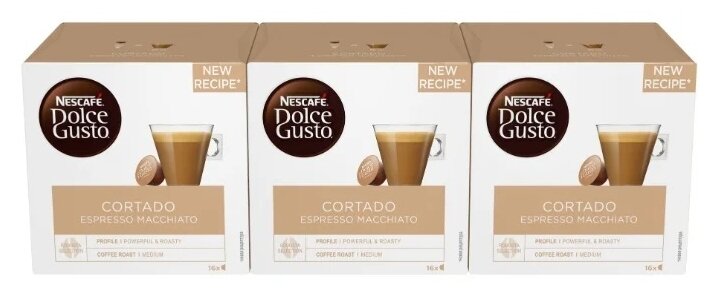 Кофе в капсулах Nescafe Dolce Gusto Cortado Espresso Macchiato 48 капсул (3 уп. по 16 капсул) Нескафе Дольче Густо Кортадо - фотография № 3