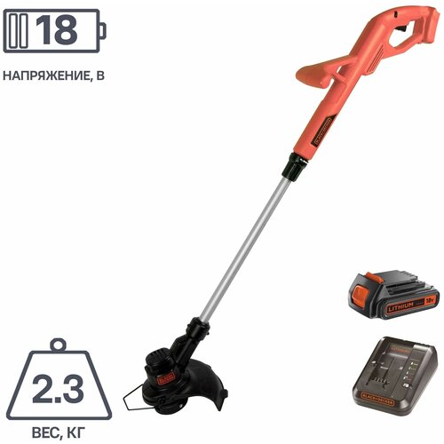 Аккумуляторный триммер (23 см, 18 В, 1.5 А·ч) BLACK+DECKER ST1823-RK аккумуляторный триммер 23 см 18 в 1 5 а·ч black decker st1823 rk