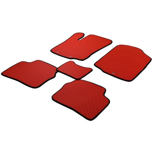 фото Коврики ева для hyundai solaris 2011 - 2016 vicecar (красный коврик с черной окантовкой)