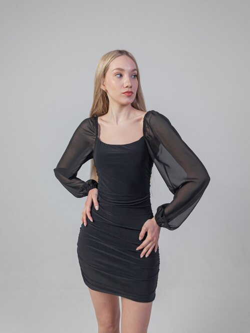Платье вечернее, миди, размер XS (40-42), черный