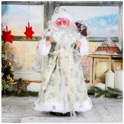 Фигурка Зимнее волшебство Дед Мороз в шубке с подарками, 3555408, 43 см, белый