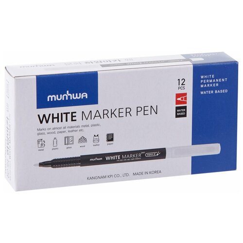 MunHwa набор перманентных маркеров (WPM-05) белый, 12 шт, белый, 12 шт.