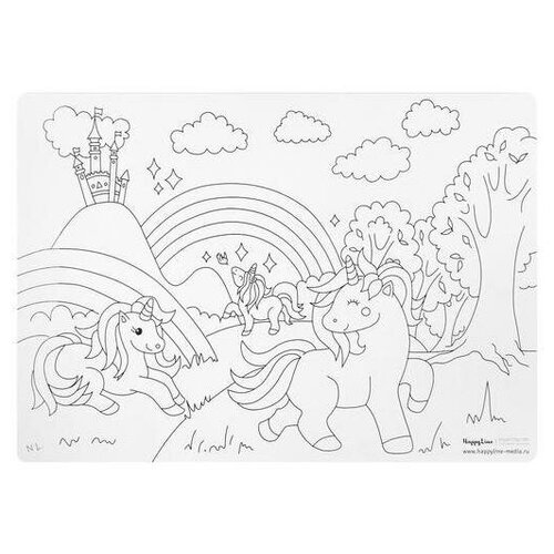 Коврик-раскраска многоразовый Страна единорогов 48 х 34 см 427₽