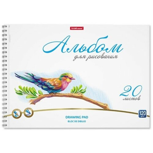 Альбом для рисования А4, 20л на спирали ErichKrause Birds, микроперфорация