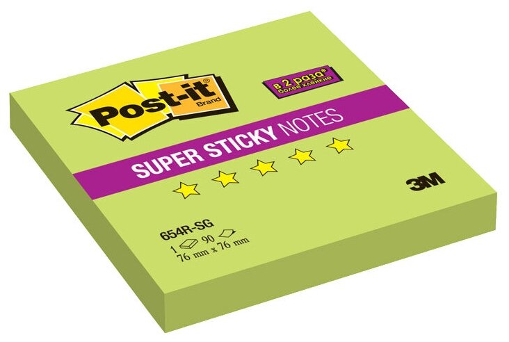  ( ) 3M Post-it Super Sticky, 76x76,  , 90  (654R-SG)