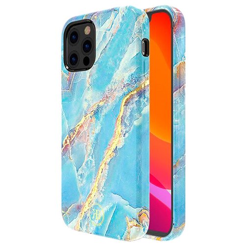 фото Чехол kingxbar marble для iphone 12/12 pro голубой