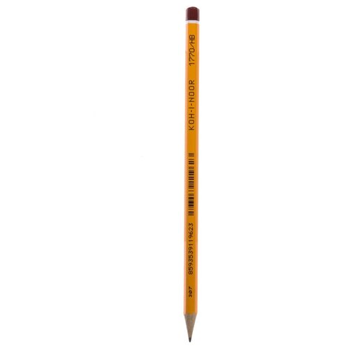 фото Koh-i-noor карандаш чернографитный koh-i-noor, 1 шт., "black sun", hb, без резинки, корпус желтый, заточенный, 17700hb00167