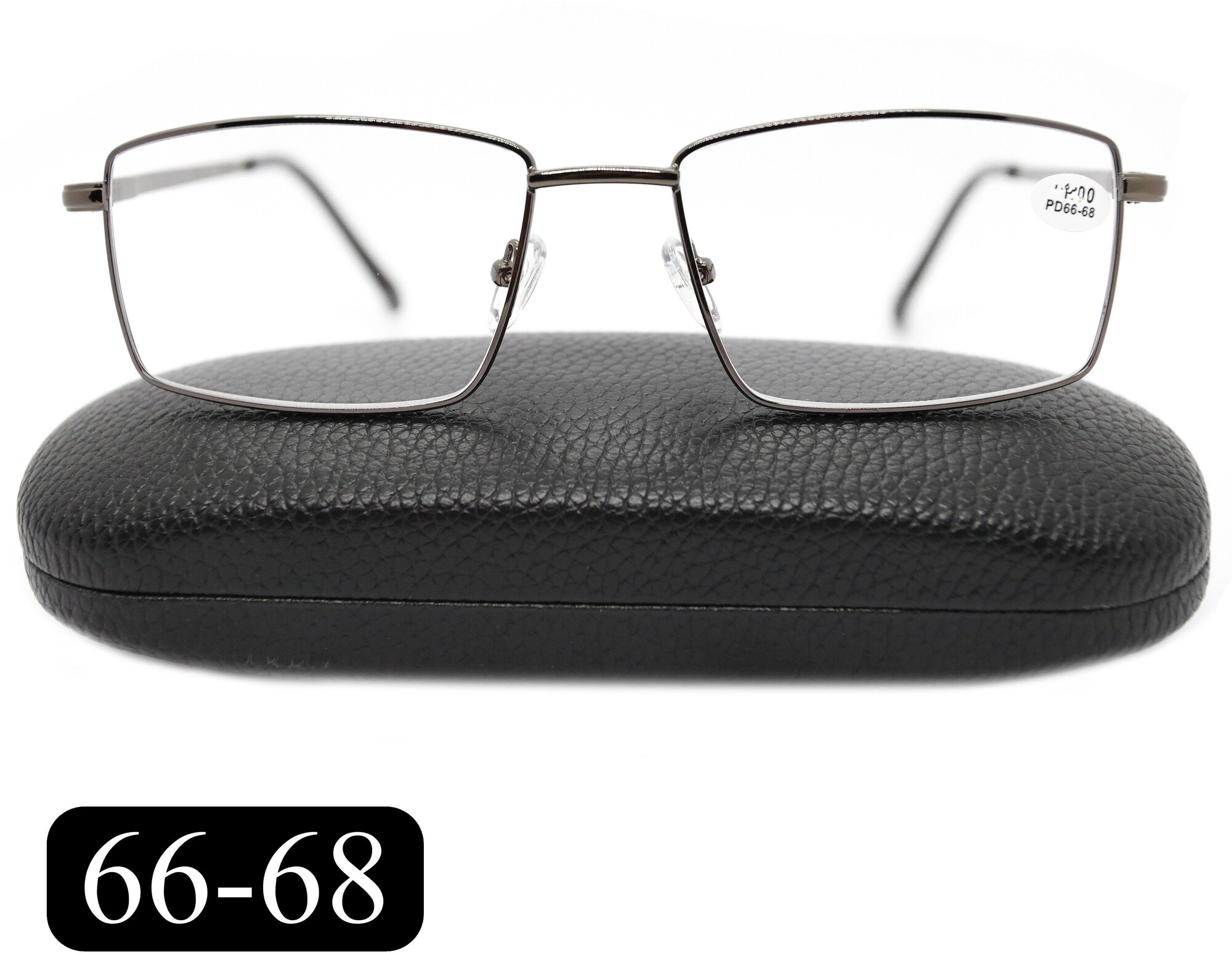 Очки для чтения 66-68 на широкое лицо (+1.00) MOCT 182 M2, с футляром, цвет серый, линзы пластик, РЦ 66-68