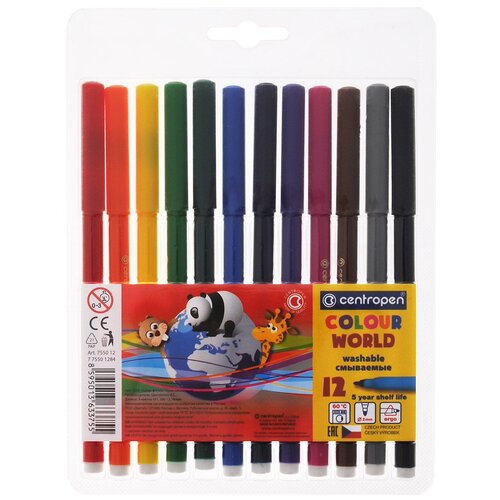 Centropen Набор фломастеров Colour World (7550/12TP), микс, 12 шт.