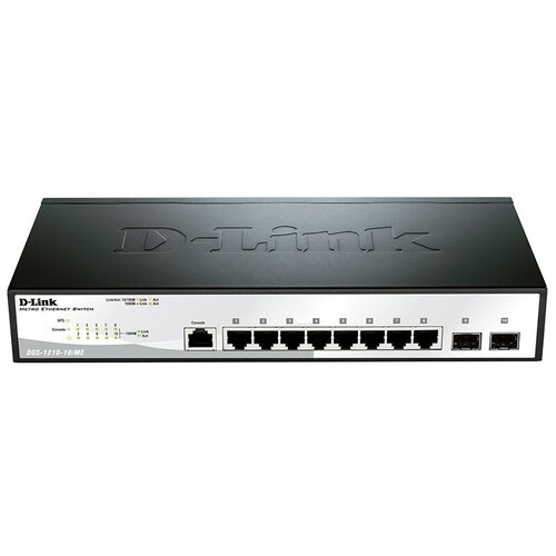 D-Link DGS-1210-10 ME A1A Коммутатор 2 уровня с 8 портами 10 100 1000Base-T и 2 портами 1000Base-X S 1109000₽