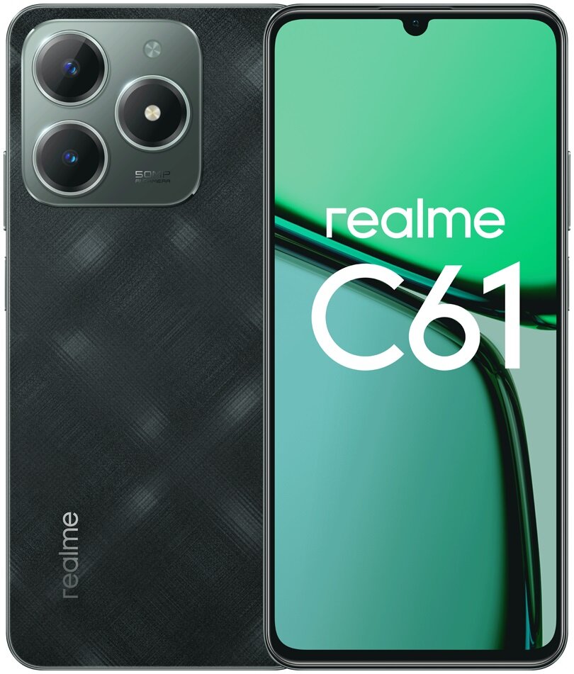 REALME Смартфон Realme RMX3930 C61 128Gb 6Gb темно-зеленый моноблок 3G 4G 6.67" 720x1600 Android 13 50Mpix 802.11 a/b/g/n/ac NFC GPS GSM900/1800 GSM1900 TouchSc