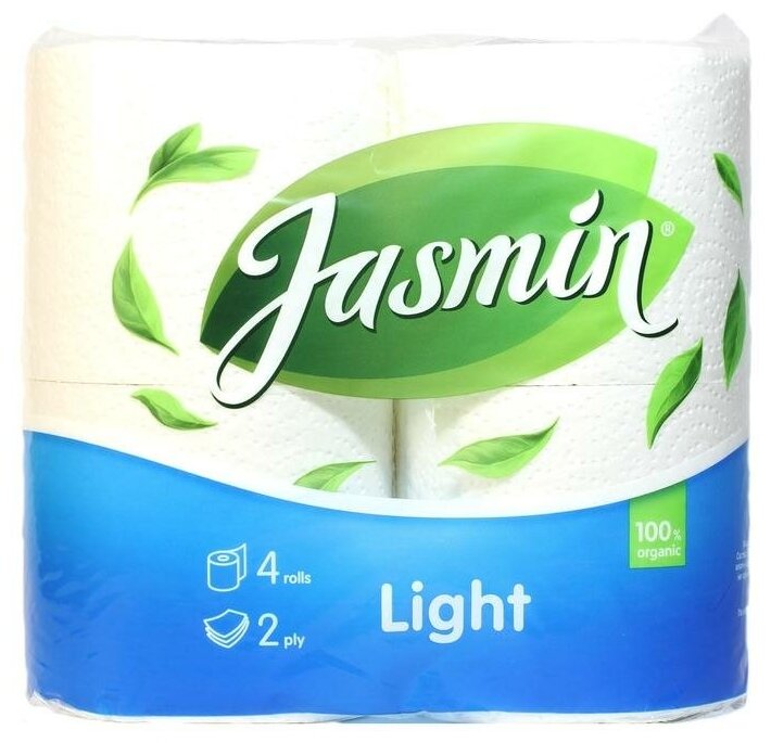 Jasmin Туалетная бумагаlight 2 слоя 4 рулона, белая, Т18901