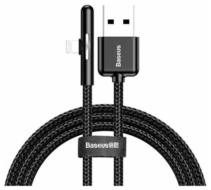 Кабель USB BASEUS Iridescent Lamp, USB - Lightning, 2.4А, 1 м, черный, игровой
