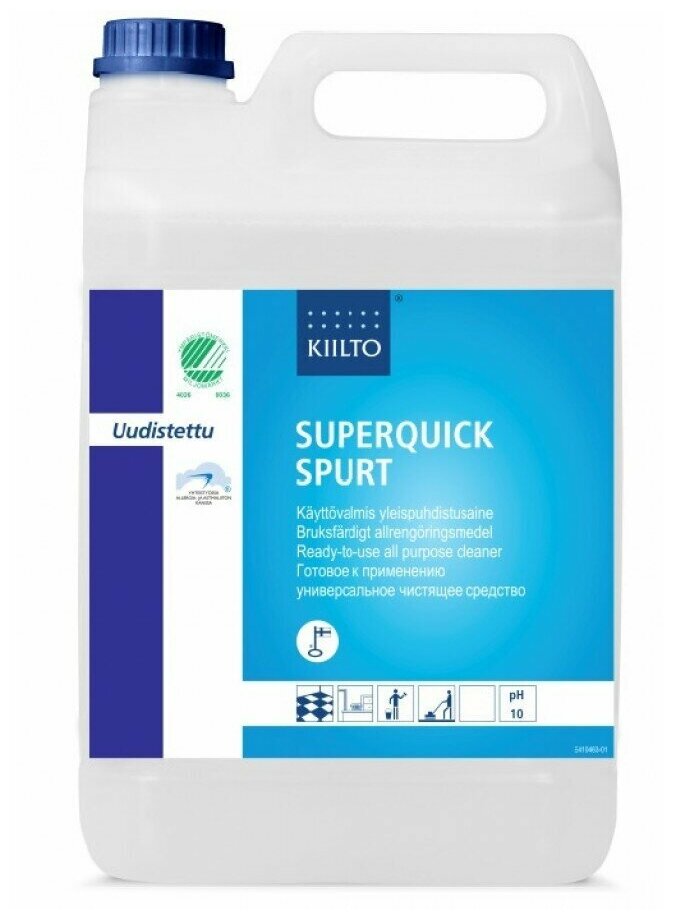 Средство для стекол/зеркал и керамической плитки Kiilto Superquick 5 л (готовое к применению средство)