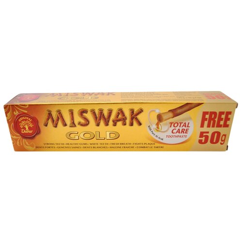 Зубная паста Мисвак Голд Дабур (Miswak Gold Dabur), укрепляет дёсны и зубы, предотвращает кариес, отбеливает, освежает дыхание, 170 мл