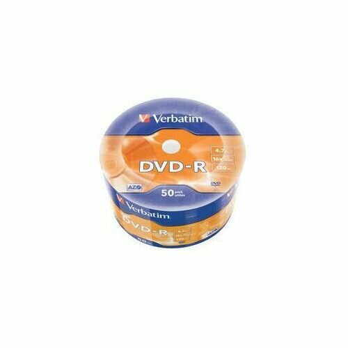 Оптический диск DVD-R Verbatim 4.7ГБ 16x, 50шт, 43788, bulk диск dvd r 4 7gb verbatim 16x shrink 10 43729