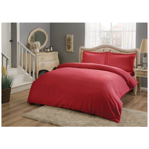фото Постельное белье tac basic евро красный