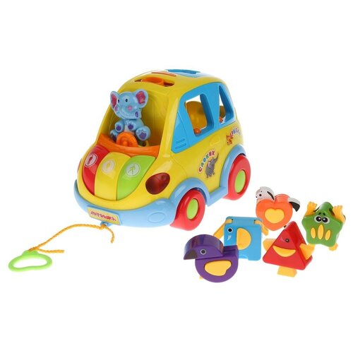 Каталка-игрушка Play Smart Автошка (9198 / B655-H01018), желтый/голубой/красный