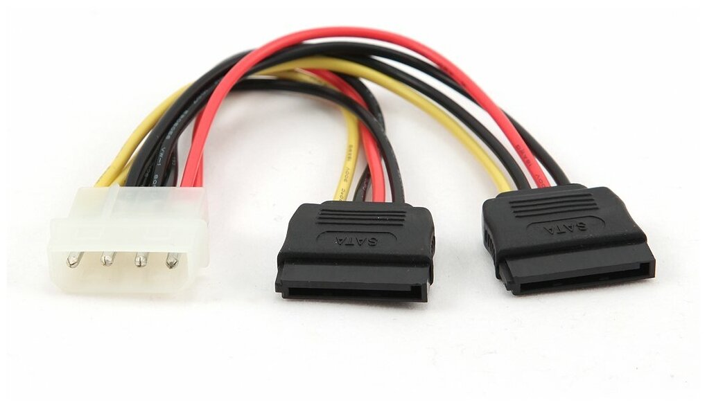 Кабель SATA Cablexpert, Molex - SATA - SATA, 0.15м (CC-SATA-PSY)