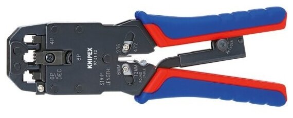 Клещи обжимные Knipex 97 51 12, для опрессовки штекеров типа Western, вороненая сталь, 200 mm