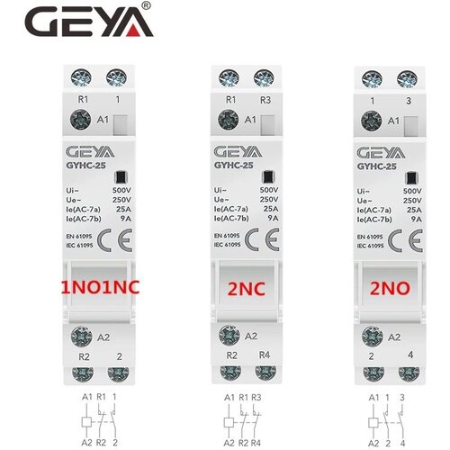 Контактор DIN 2P 25A 2NO 230V 50/60HZ oct series 1p 16a 25a ac household contactor 230v 50 60hz contact 1nc 1no one normal close or normal open din rail contactor