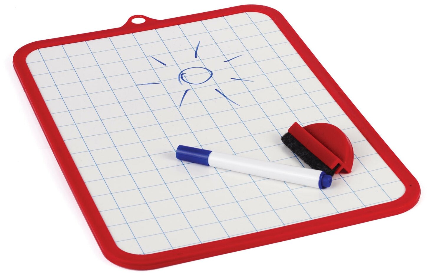 Доска для рисования детская Пифагор двусторонняя с маркером и губкой, 236897 красный/белый - фото №3