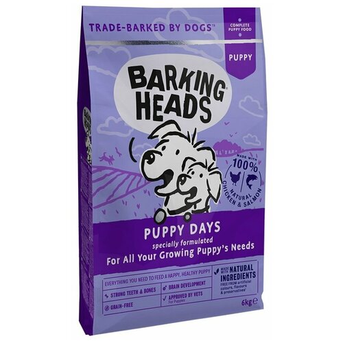 Сухой корм для щенков Barking Heads Щенячьи деньки, беззерновой, курица, лосось 1 уп. х 1 шт. х 6 кг