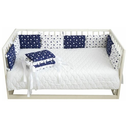 фото Бортики для детской кровати, цвет синий со звездами body pillow