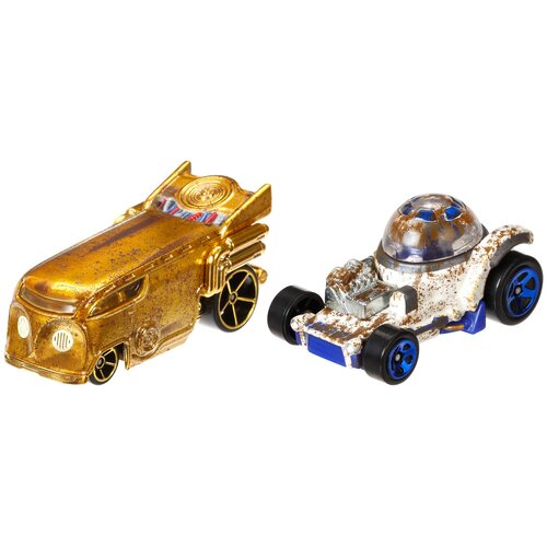 Набор машин Hot Wheels Звездные войны R2-D2 и C-3PO (CGX02/CGX04) 1:64, золотистый/белый набор машин hot wheels звездные войны r2 d2 и c 3po cgx02 cgx04 1 64 золотистый белый