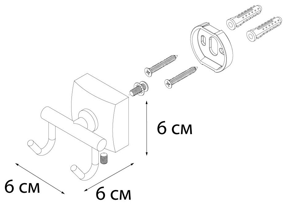 Крючок Fixsen Kvadro FX-61305B, хром - фотография № 3