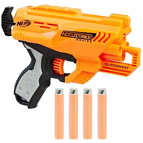 Бластер Nerf N-Strike Элит Квадрант, E0012, 22.9 см, черный/оранжевый nerf стрелы elite accustrike 12 шт c0162