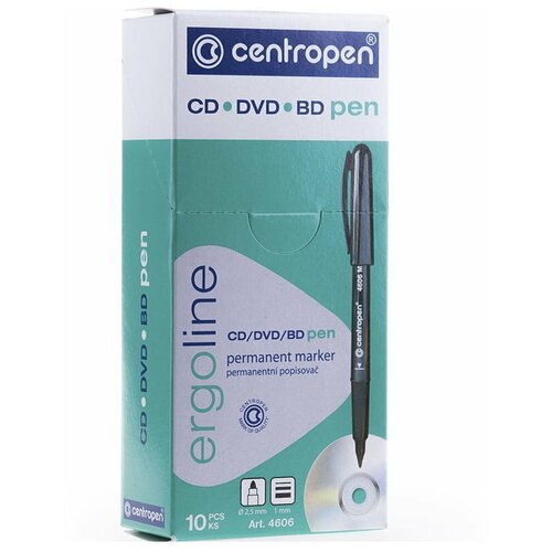 Centropen Набор красных маркеров 4606 для CD, 10 шт., 1 шт. маркер для cd dvd centropen 4606 трехгранный 1мм зеленый 10шт 4606 01 10