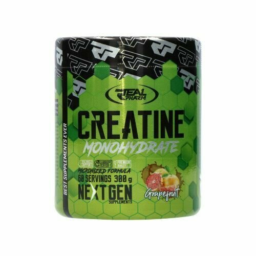 фото Креатин моногидрат real pharm creatine, порошок 300 г (грейпфрут) / креатин и l-таурин для набора мышечной массы и выносливости