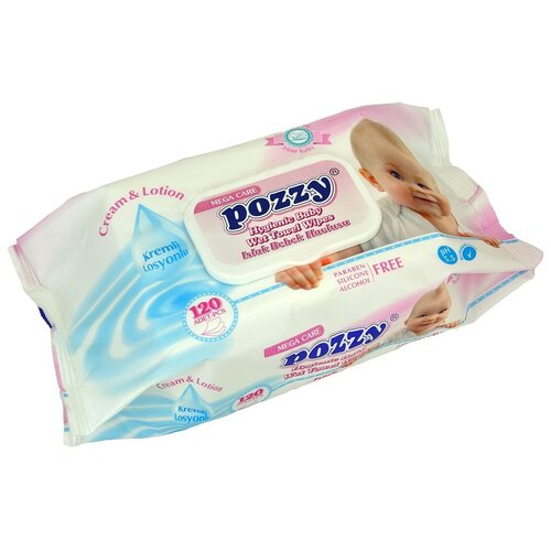 Влажные салфетки Pozzy Cream & Lotion, 120 шт.