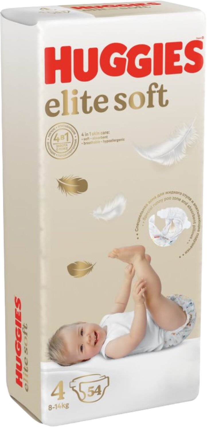 Подгузники Huggies Elite Soft 8-14кг, 4 размер, 54шт