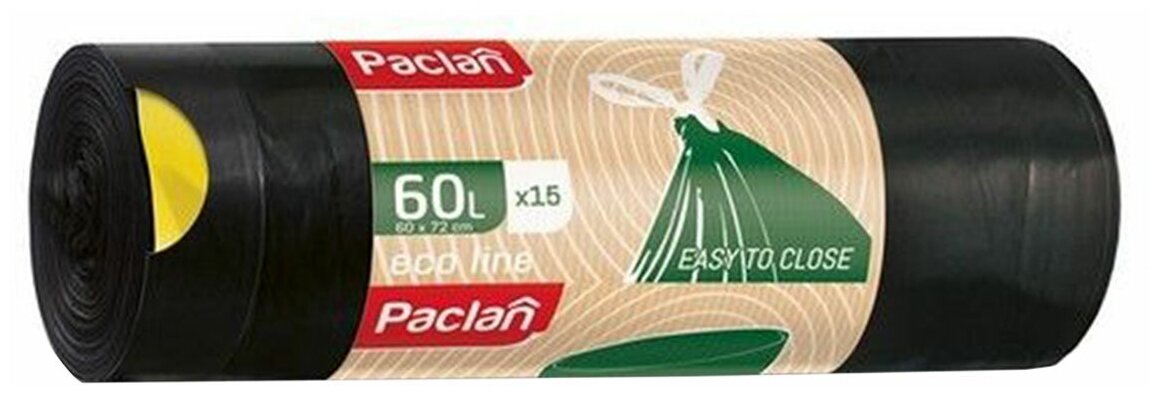 Мешки мусорные Paclan Eco Line с тесьмой 60 л 15 шт - фото №2