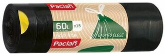 Мешки для мусора Paclan Eco Line 60 л, 15 шт., черный