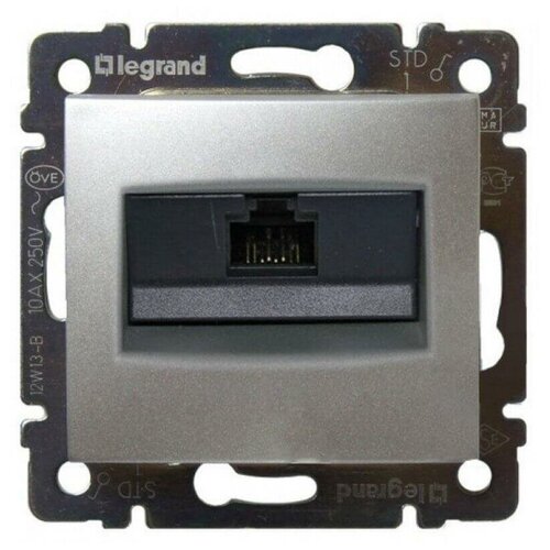 Розетка компьютерная 1-ая RJ45 UTP Legrand Valena 770230 алюминий